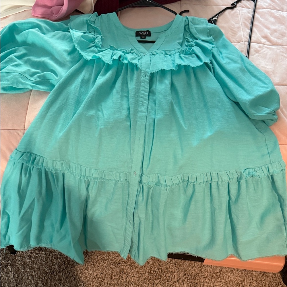 GOGO Aqua Ruffled dress